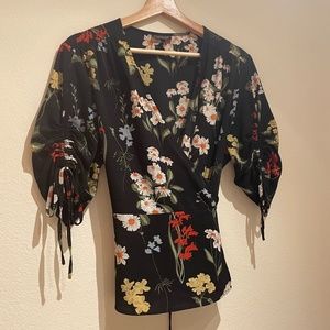 Top Shop size 10 Black and Floral print blouse